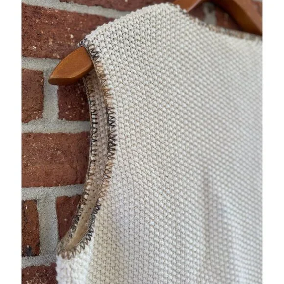 Vintage JP Berringer USA Cotton Sweater Vest Button Front Cream Size L - Picture 11 of 11